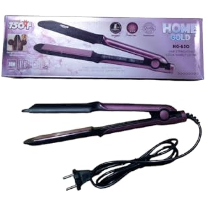 HOME GOLD Hair Straightener, Salon-Quality Styling with 750°F Heat, Perfect for Curly and Straight Hair, Rapid 30-Second Heat-Up, and 360° Rotating Cord, 35W, HG-650 - Image 2